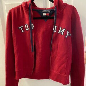 Tommy Hilfiger Vintage Red Cropped Zip-up Hoodie